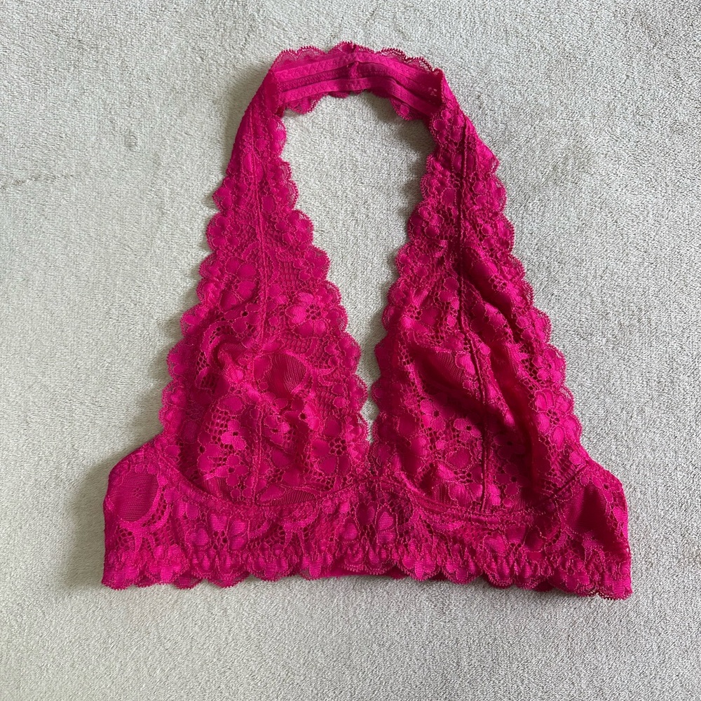Intimately Free People pink lace halter neck bralette size small